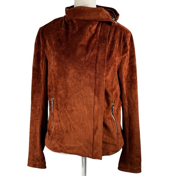 Beautiful! Blank NYC Suede-Like Oversized Collar Moto Jacket in Cinnamon… - Picture 6 of 8